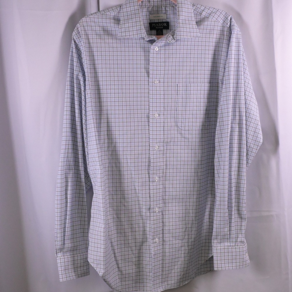 Jos A Bank Traveler Plaid Dress Shirt Mens‎ 16 34/35 Tailored Fit